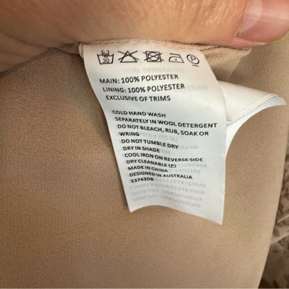 Bardot Alessia Tan Frill Ruffled Long Sleeved Mini Dress Size Medium 8 - Picture 9 of 9